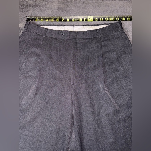 Nordstrom Size 36R/33L Grey 100% Wool Made in USA Business Wedding Dress Pants - Picture 4 of 12